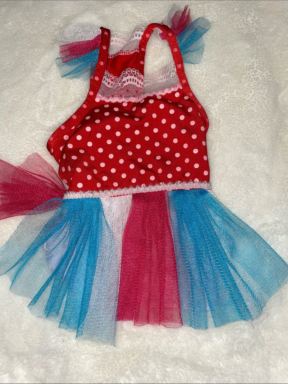 Two dog outfits, size XS…one Christmas sweater & one 4th of July dress